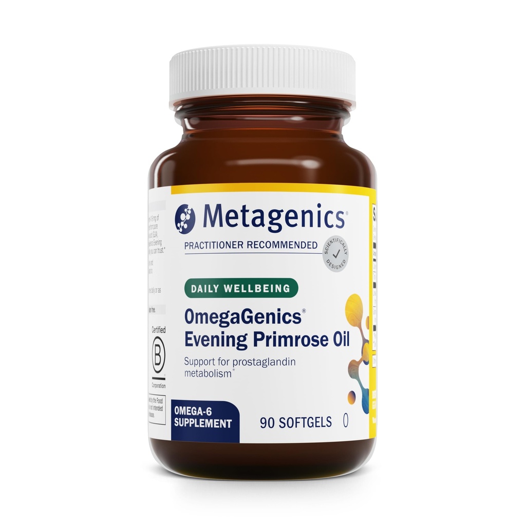 Metagenics OmegaGenics aceite de la noche de la noche - 419 mg Omega-6 con 50 mg GLA - Soportes Esquí, Hormonal, PMS, Menopause & Immune Health* - No GMO, Gluten-Free - GMP instalación certificada - 90 Softgels