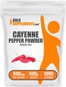 BulkSupplements.com Cayenne Pepper 40000 HU Powder - Suplementos de Capsaicina, Cayenne Pepper Powder - Vegan & Gluten Gratis, 500mg por Serving, 500g (1.1 lbs) (Pack of 1)