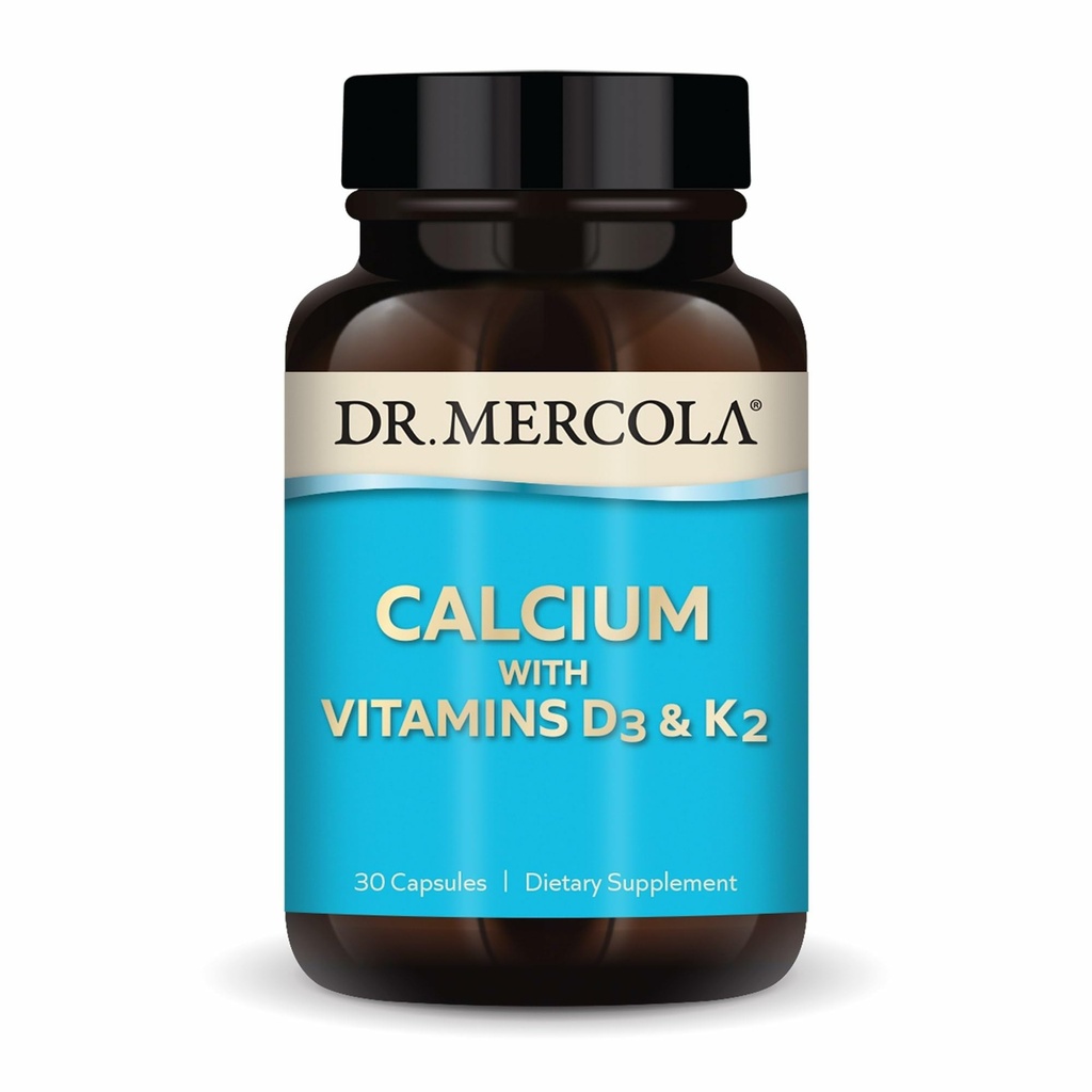 Dr. Mercola Calcium with Vitamins D3 & K2 - Supports Bone & Heart Health* - Calcium with Vitamins D3 & K2 - Eggshell-Derived - Non-GMO, Gluten-Free & Soy Free - 30 Capsules (30 Servings)