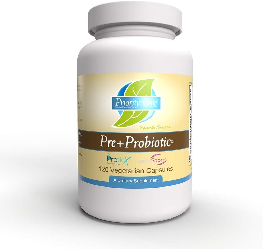 Prioridad Una vitamina Pre+Probiótico 120 cápsulas vegetarianas - Apoyo a la microflora de Gut saludable* Fuerza clínica