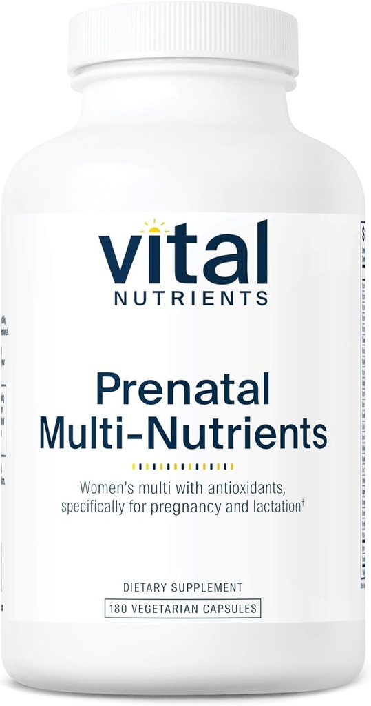 Nutrientes Vitales Multi-Nutrientes Prenatales ← Fórmula Multivitamina/Mineral Prenatal de las Mujeres con Antioxidantes Potente Silencio Vegetarian ← Gluten, Dairy, Soy Free ← No-GMO Silencio 180 cápsulas