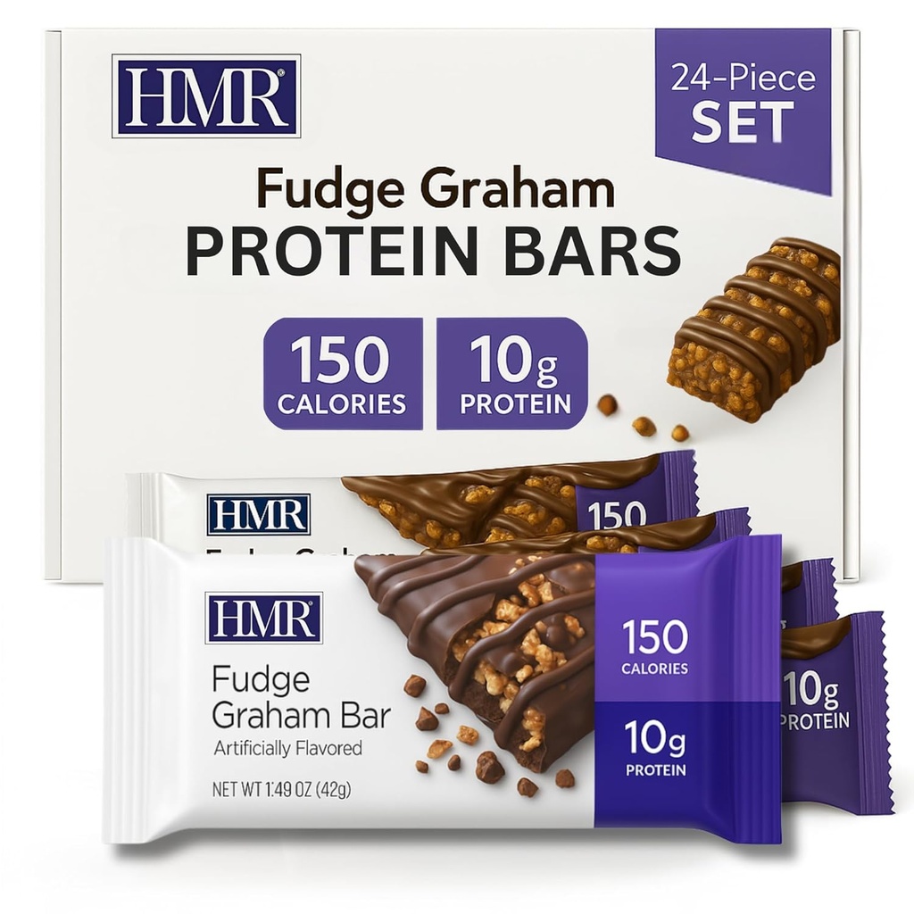 HMR Fudge Graham Protein Bar ← Nutritious Snack to Support Weight Maintenance ← Baja Calorie Dessert  durable 10g of Protein Silencio 24 Conde