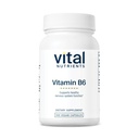Vital Nutrients Vitamina B6 ← Vegan Methylated B6 Vitaminas para Nervous System, Muscle, Bone Health* ← High-Potency Vitamin B6 for Menstrual Discomfort *  Gluten, Dairy, Soy Free ← 100 Capsules