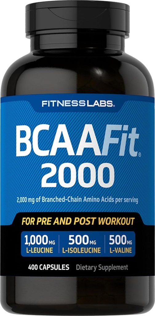 Fitness Labs BCAAFit 2000 - Branched Chain Amino Acids for Muscle Growth and Recovery* (400 Capsules)