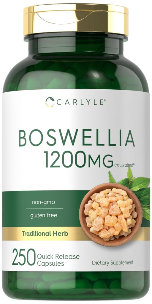 Carlyle Boswellia Extract Capsules Silencio 250 Conde ← Boswellia Serrata Complex with Black Pepper Extract ← Non-GMO, Gluten Free Supplement