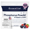 Suplementos de fósforo 100 Packets, Suplementos dietéticos Polvo con fosfato de sodio y fosfato de potasio, suplemento fósforo saboreado de frutas Polvo para electrolito, salud ósea y salud renal