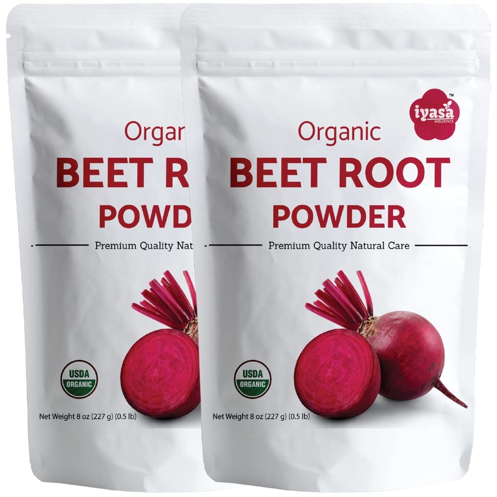 Polvo de remolacha orgánica Iyasa, con base vegetal, vegano, sin gluten, Supercomida de remolacha para hornear y cocinar 1 lb 16 oz 453 gm
