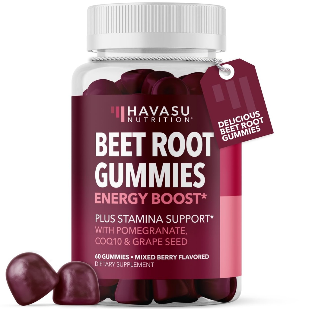 Beet Root Gummies with COQ10 & Pomegranate - Nitric Oxide Supplement for Men and Women - Beetroot for Endurance, Performance, Recovery - Vegan, Non-GMO, Gluten Free - Mixed Berry Flavor, 60 Conde