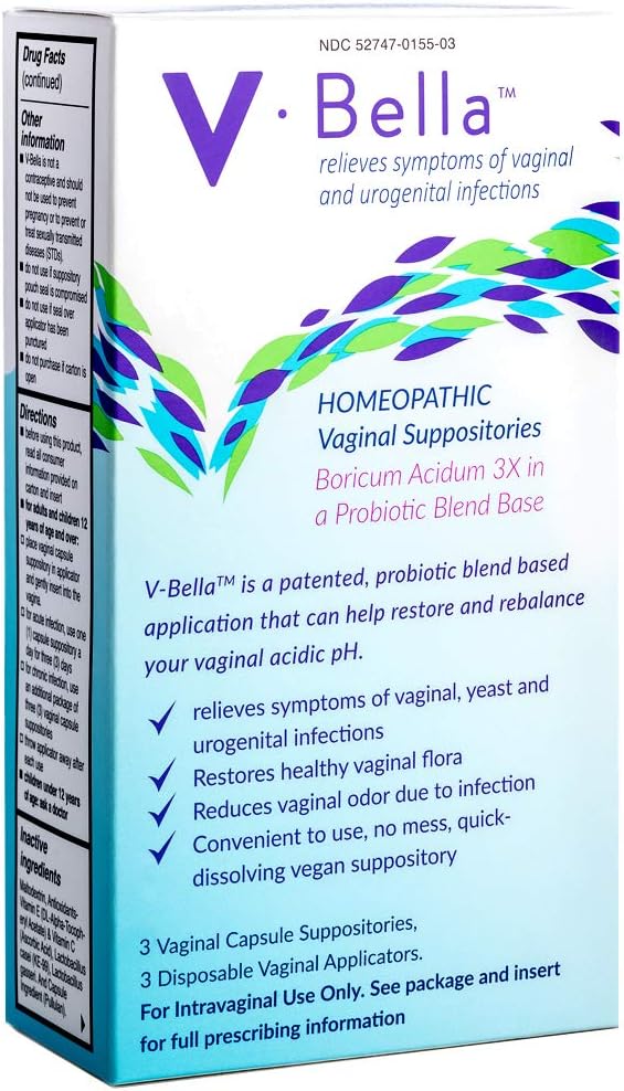 V-Bella Boric Acid + Suppositorios vaginales basados en Probióticos- una manera más natural de refrescar, equilibrio " aliviar los síntomas de la levadura, bacteriano (BV) " infecciones urogenitales, reducir la picadura " olor