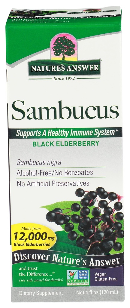 Nature's Answer Sambucus Dietary Supplement, Original For Daily Immune and Antioxidant Support | Made in the USA | Alcohol-Free, Gluten-Free & Vegan 4oz