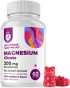 DR. MORITZ Magnesium Citrate Gummies for Adults - Gafas de Magnesio Calma Libre de Azúcar - Soporta una respuesta de estrés saludable - Raspberry Flavor - Non-GMO, 200 mg (60 Conde)