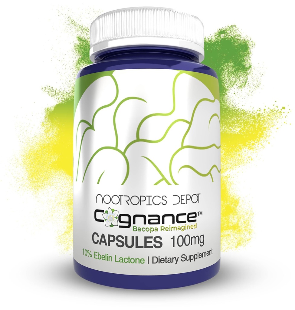 Nootropics Depot Cognance Enhanced Bacopa Capsules TENIDO 100mg TEN 10% Ebelin Lactone ANTE Bacopa monnieri ANTE Mood, Memory, " 5-HT2A Activation, 180 Conde (Pack of 1)