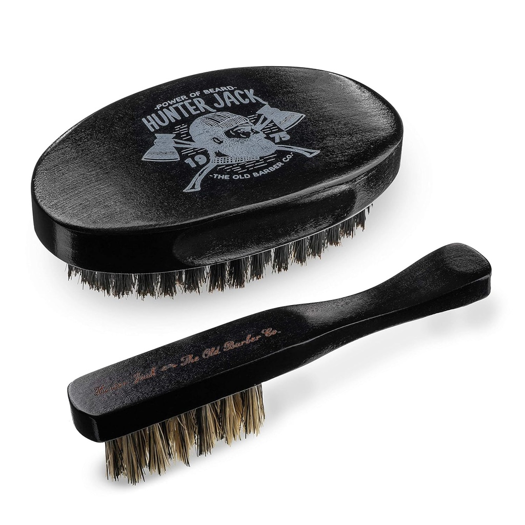 Cepillo de barba para hombres - Natural Boar Bristle Beard Brush Kit - Cepillo de bigote para hombres - Premium Grooming Set por Hunter Jack