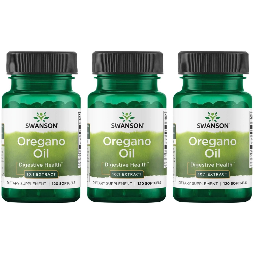 Óleo de orégano Swanson 10:1 Extracto - Suplemento Natural Promoción de la Salud Digestiva " Apoyo respiratorio - Apoyo Sistema Gastrointestinal " Salud del tracto urinario - (120 Softgels, 150 mg cada uno) (3 Pack)