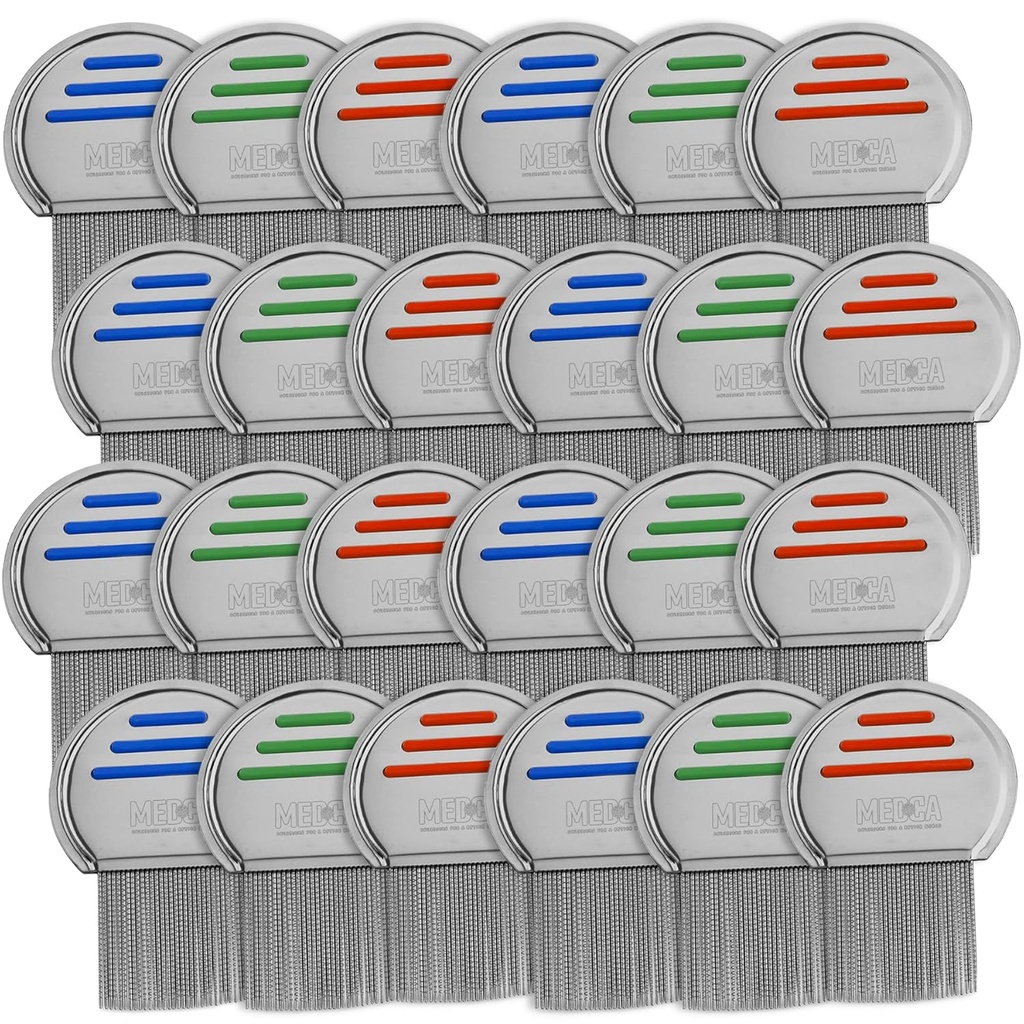 Lice Comb - (Pack of 24) Head Lice Treatment that's Individually Packaged Professional Stainless Steel Louse and Nit Combs Removes Eggs with Rounded Tips for Comfort