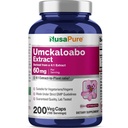 NusaPure Umckaloabo 4:1 Extracto, 60 mg Equivalente a 240 mg Veggie Caps 200 Conde (No-GMO, Vegan)