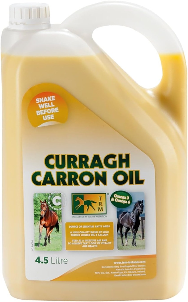 TRM Curragh Carron Flaxseed Oil Digestive Horse Supplement for a Shiny Coat TEN Fuente de Omega 3 &amp; 6 Silencio Mejora Peso, Piel &amp; Coat Estado - 152 fl oz/1.2 US gal (4.5 Liter) - 152 fl oz (1.2 US gal)