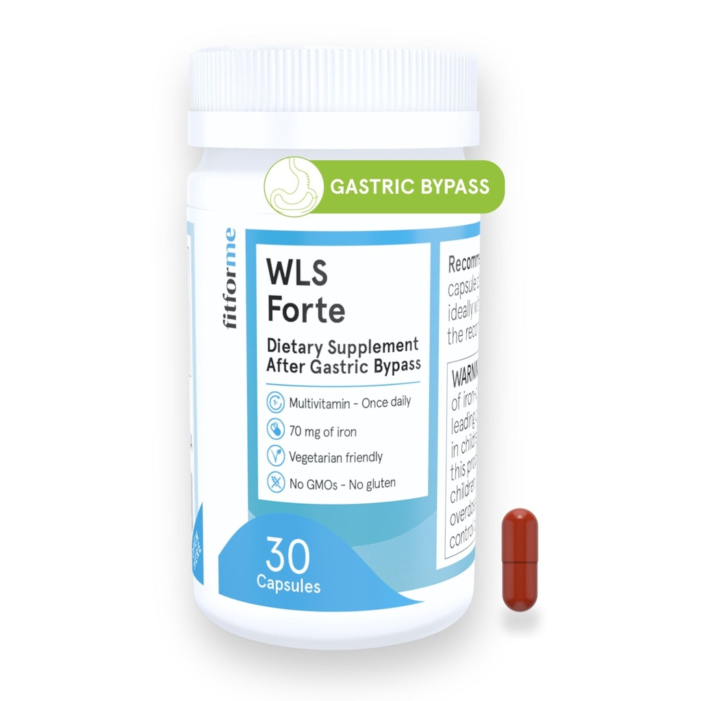 FitForMe Bariatric Multivitamin with Iron, Tailored for Gastric Bypass Surgery – One-a-Day Capsule, 30-Day Supply, Easy-to-Swallow WLS Forte Capsule, Scientifically Formulated – for Men &amp; Women