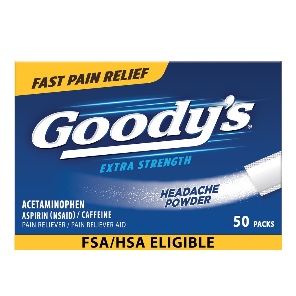 Powders de Alivio de Dolor de Goody, Powder de Dolor Extra de Fuerza, 50 ct (Pack of 1)