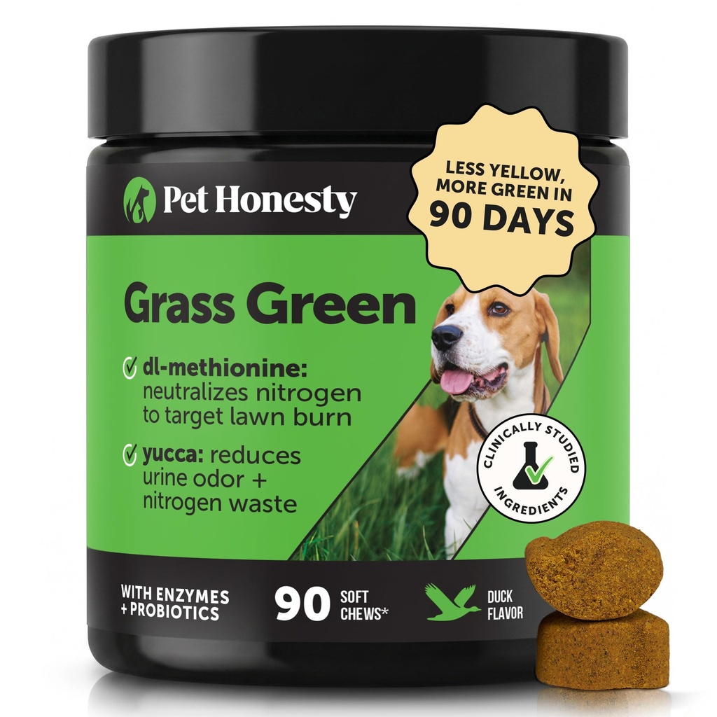 Grass Green Dog Chews - Urine Neutralizer for Lawn, Dog Pee Grass Ayuda a Yard Stay Green Dirección de Burn Spots con Probiotics & Enzymes (Duck)