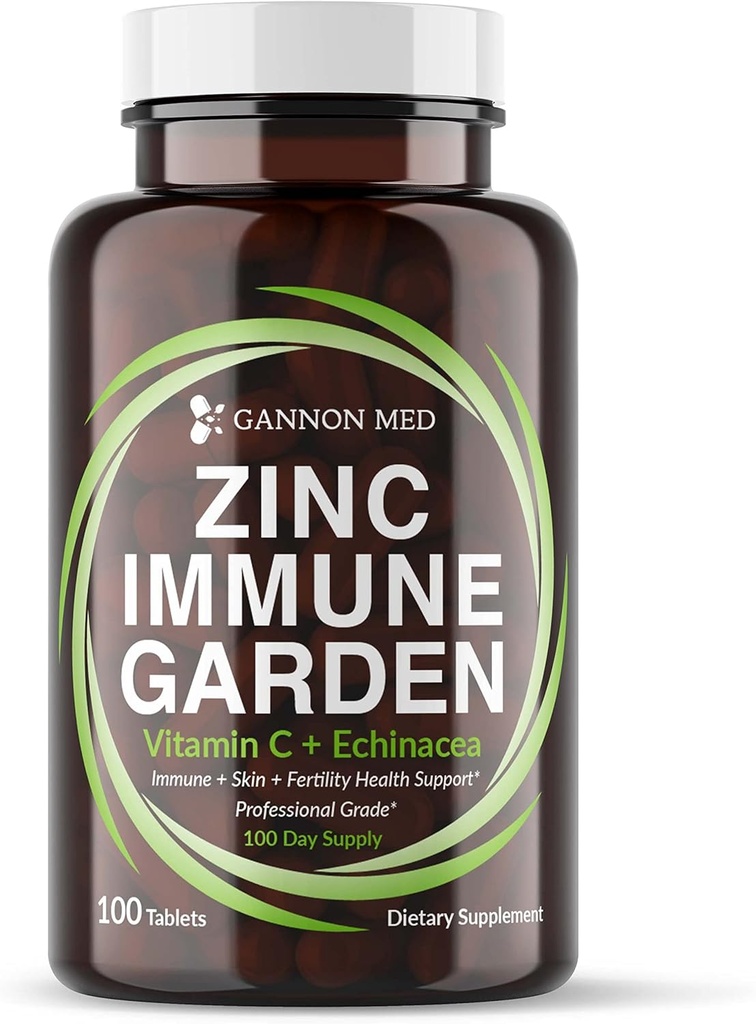 Chelated Zinc 50mg Immune Garden Vitamina C 800mg Zinc Suplementos Echinacea 600mg por Tablet - Inmunity + Skin + Reproductive Health Minerals - Zinc Chelate Immune Booster para niños y adultos