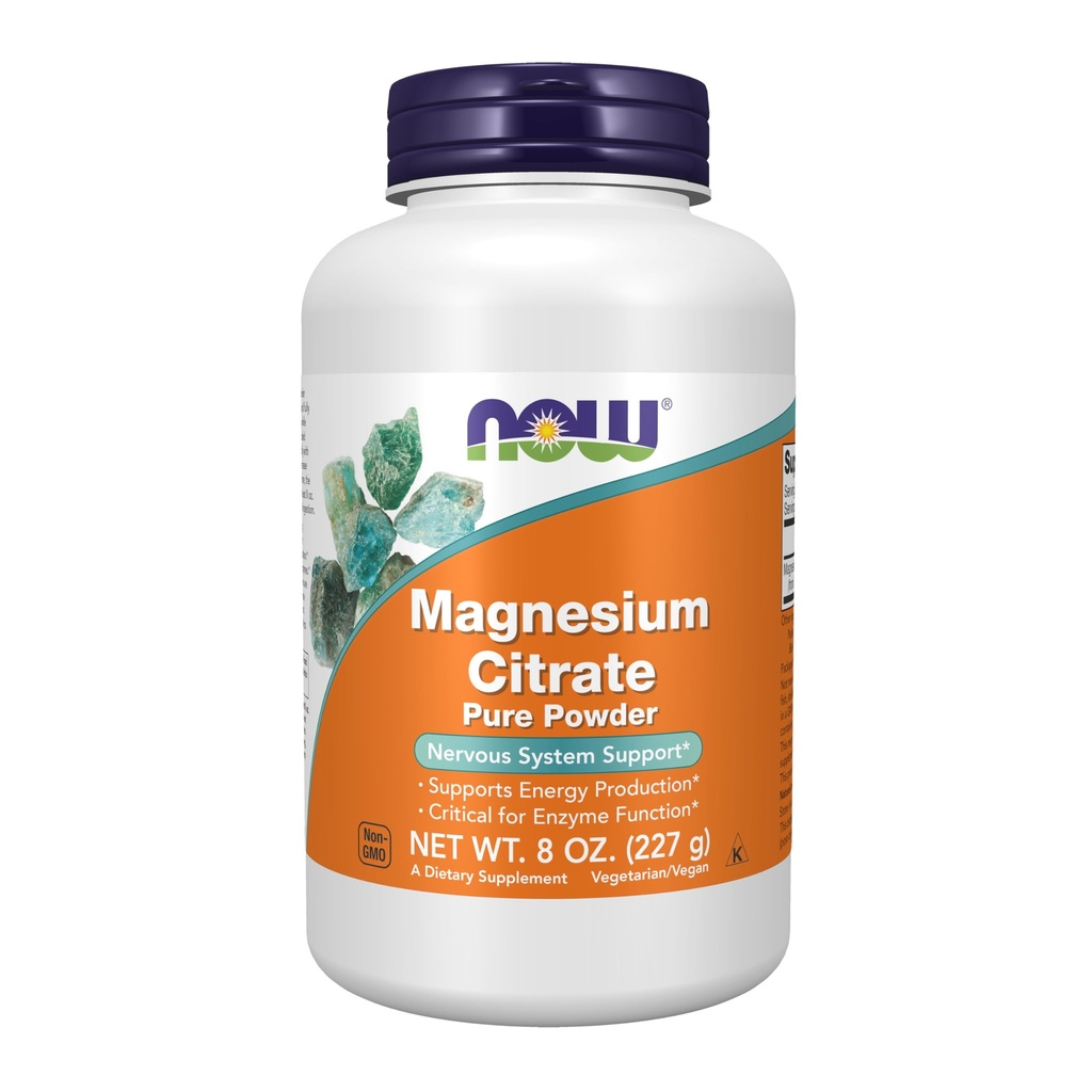 AHORA Suplementos de alimentos, Citrato de magnesio Polvo puro, Función de enzima*, Soporte del sistema nervioso*, 8 onzas