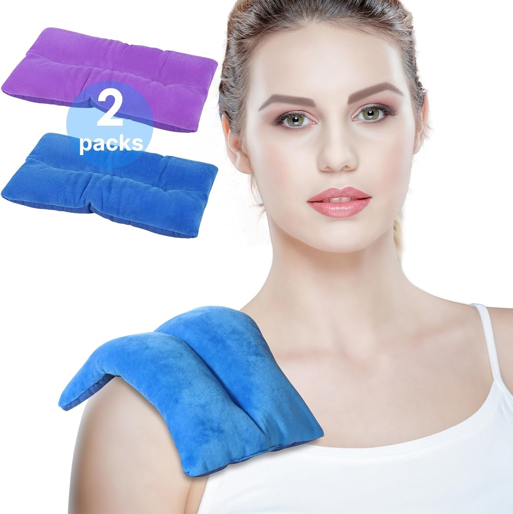 Atsuwell Microondas Calefacción Pad para Neck Hombro, Calefacción Pad Microwavable para Compress calientes, Almohadilla de calor microwavable para calambres, Empaquetado de calor húmedo para calmante, 2 Packs