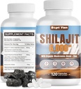 Shilajit Himalayan Capsules - Puro Himalayan Suplemento Orgánico con Setas Blend, Zinc - 2 Mes de Suministro para la Fuerza, La resistencia, Cerebro &amp; Salud Inmunitaria - Shilajit para Hombres 120 Conde Vegan