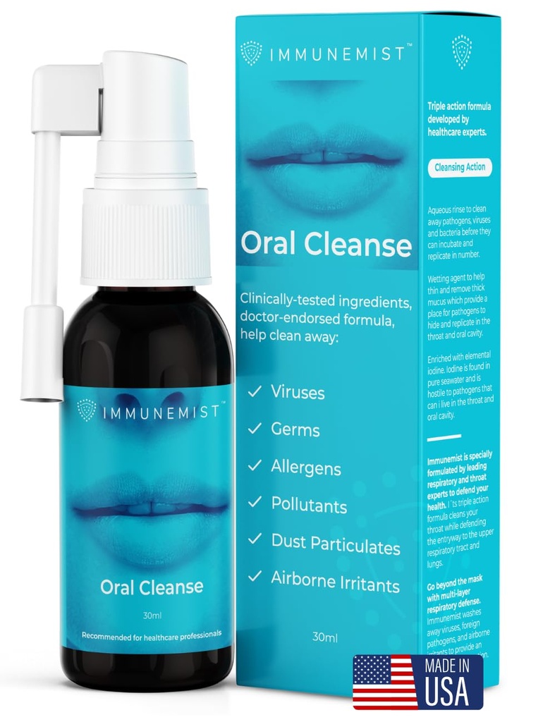 ImmuneMist™ Oral Cleanse - Iodine Throat Spray for Oral Relief - Immune Support up to 250 Doses - Made in The USA