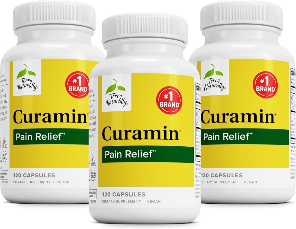 Terry Naturally Curamin - Curcumin Supplement for Circulation & Endorphin Support - Support for Occasional Discomfort - Aids Healthy Muscles - 120 Capsules (Pack of 3)