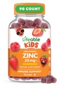 Lifeable Zinc for Kids | 25mg | Great Tasting Natural Flavored Zinc Gummies | Gluten Free Vegetarian Non GMO Zinc Supplements | Kids Zinc for Immune Support | 90 Gummies