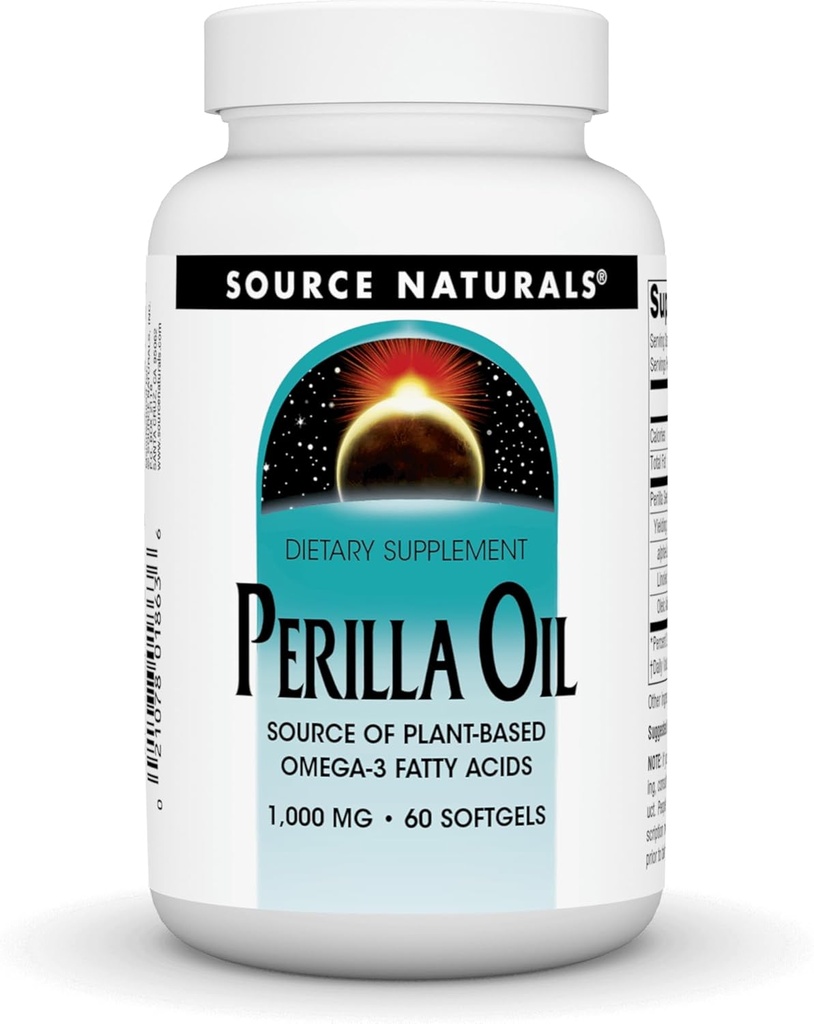 Fuente Naturals Perilla Oil Fuente de ácidos grasos Omega-3 de base vegetal, 1000 mg - 60 Softgels