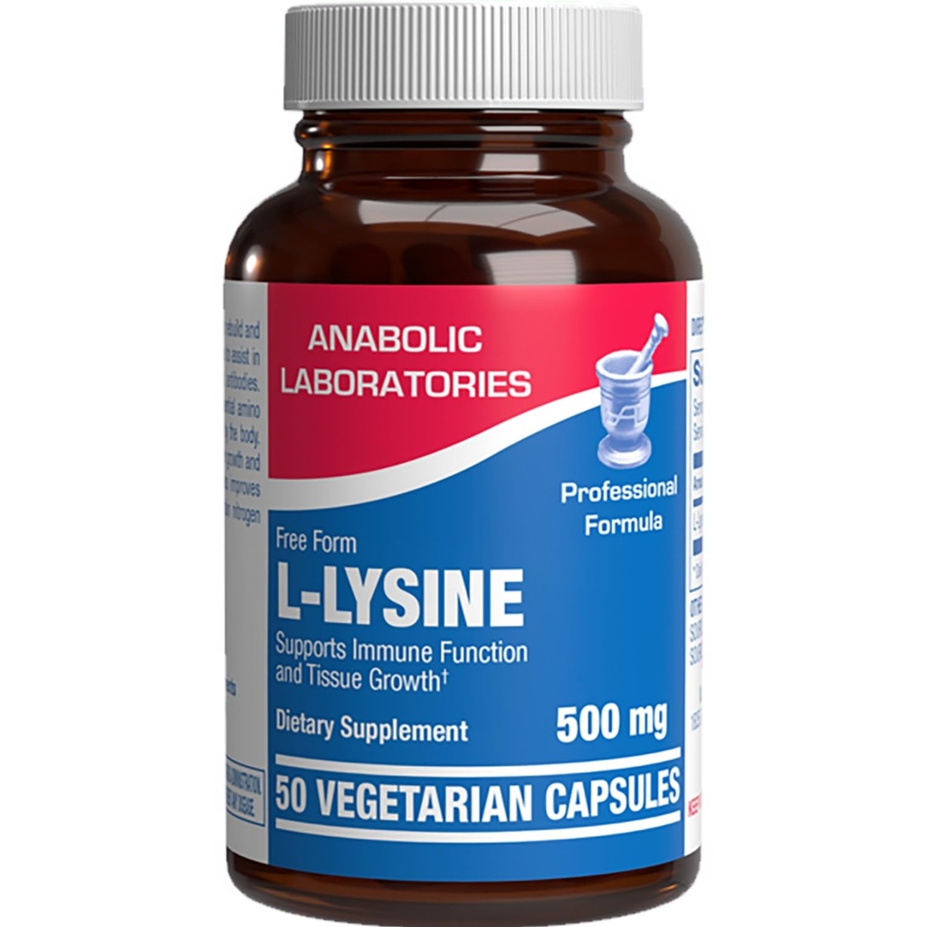 L Lysine 500 mg cápsulas para adultos - Suplemento de lisina de Fórmula L de Gut Skin y Lip Health Plus Immune Support - Vegetarian Non-GMO &amp; Made in The USA in cGMP Facilities - 50 Servings