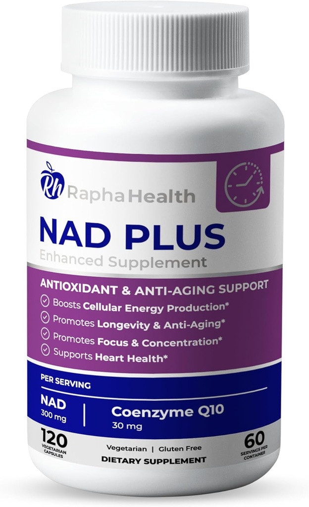 NAD ¦ Advanced Energy " Anti-Aging Fórmula Silencio con NAD y Coenzyme Q10 Silencioso Apoya Heart " Cognitive Health TEN 120 Capsules - 60 Day Supply