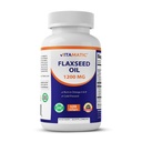 Aceite de Flaxseed Vitamatic 1200 mg – 120 Softgels Aceite de Flaxseed presidido con 675 mg ALA Omega-3 – Apoya la salud cardíaca " Wellness general