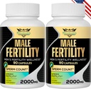 Suplementos de fertilidad para hombres, vitaminas prenatales masculinas -conteo óptimo del esperma, motilidad y fuerza, 2000MG Mens Fertilidad Suplementos con Maca Root for Conception - Packs of 2