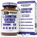 Benevolent L Carnitine Supplement - High Potency 1500mg L-Carnitine Tartrate - Fast Absorbing, Convertir grasa en energía, apoyar el músculo magro, rendimiento de entrenamiento superior & metabolismo – 120 cápsulas Vegan