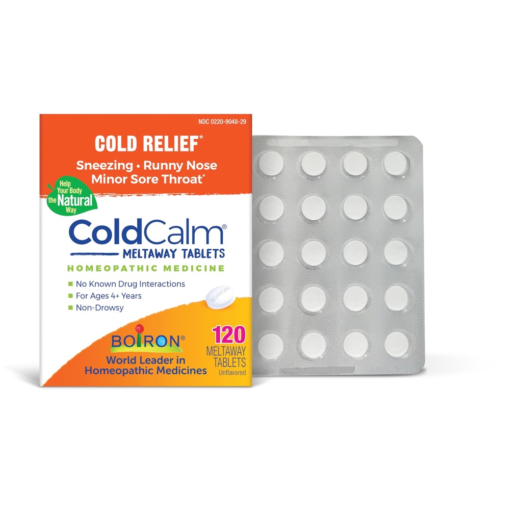 Boiron ColdCalm Tablets for Relief of Common Cold Symptoms such as Sneezing, Runny Nose, Sore Throat, and Nasal Congestion - Non-Drowsy - 120 Count