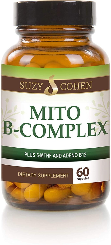 Suzy Cohen, Mito B Complejo Suplemento dietético, 5-MTHF, Adeno B12, Apoyo a la Metilación, Apoyos Sistema nervioso saludable, Energía Boost, Vitamina B, 60 Servimientos