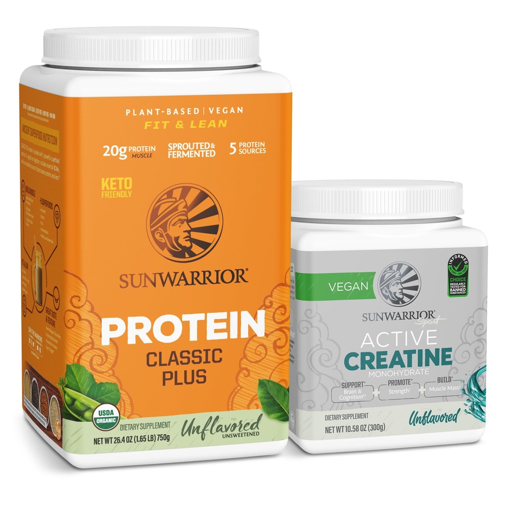 Sunwarrior Vegan Protein Powder ← Desarrollado, 30 Servings & Creatine Monohydrate Powder