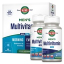 Multivitamina AM/PM de los hombres KAL, suplemento de antioxidantes, musculo, inmuno, equilibrio electrolítico, apoyo general de bienestar, hecho sin transgénicos y soya, vegano, 30 servidos, 120 tabletas
