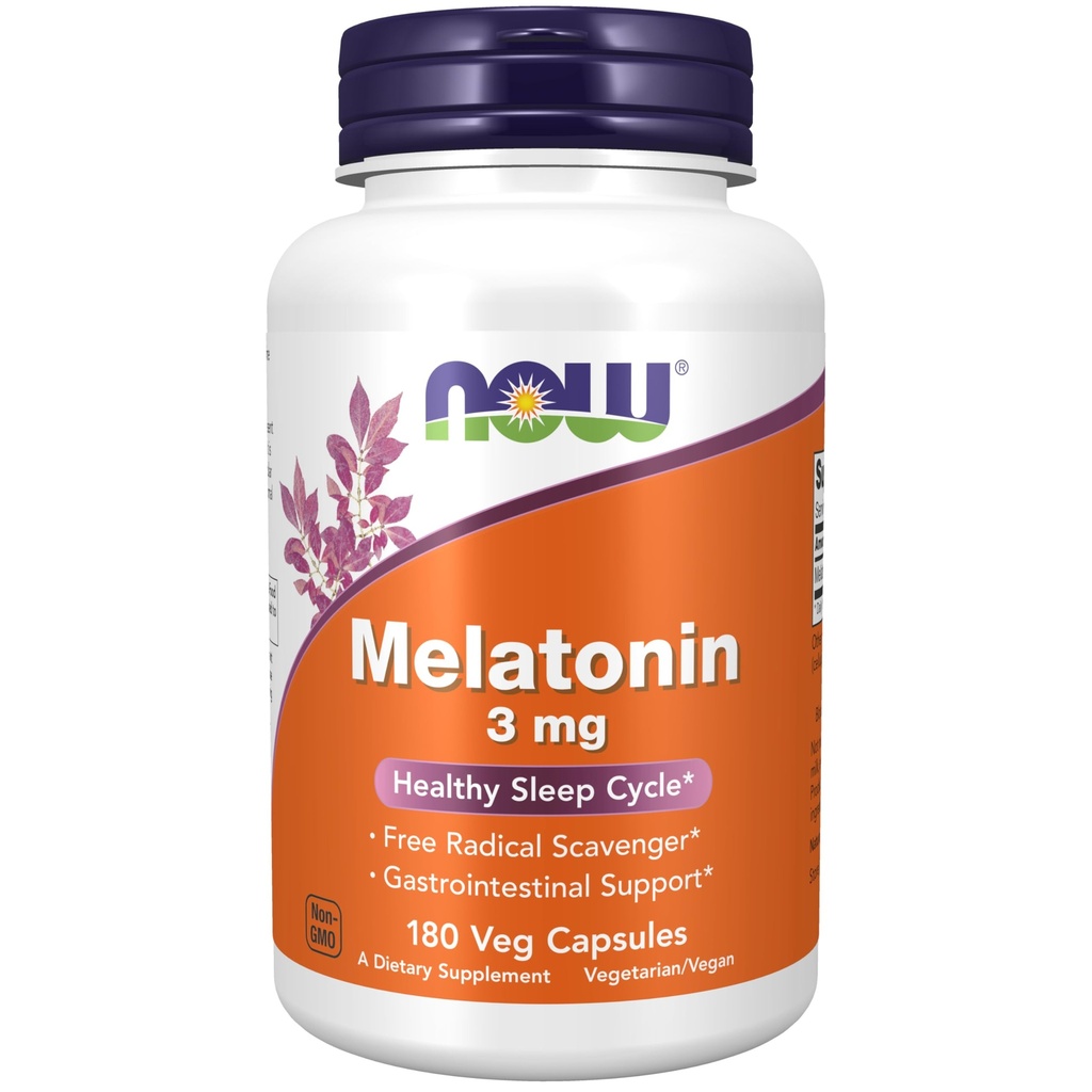 AHORA Suplementos de alimentos, Melatonina 3 mg, Escalada Radical Libre*, Ciclo de sueño saludable*, 180 cápsulas de verduras