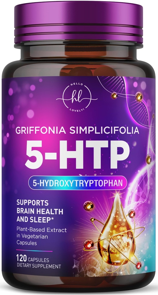 5-HTP Supplement - 200mg per Serving - Extra Strength 5HTP from Griffonia Simplicifolia - Supports Restful Sleep, Natural Calm & Brain Health - 5 Hydroxytryptophan - Bottled in USA - 120 Capsules