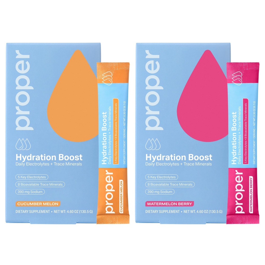 Pegatinas de hidratación adecuada – Electrolyte Powder Drink Mix Packets with Trace Minerals for Rapid Hydration + Naturally Flavored – Sin Dulces Artificiales Watermelon Berry