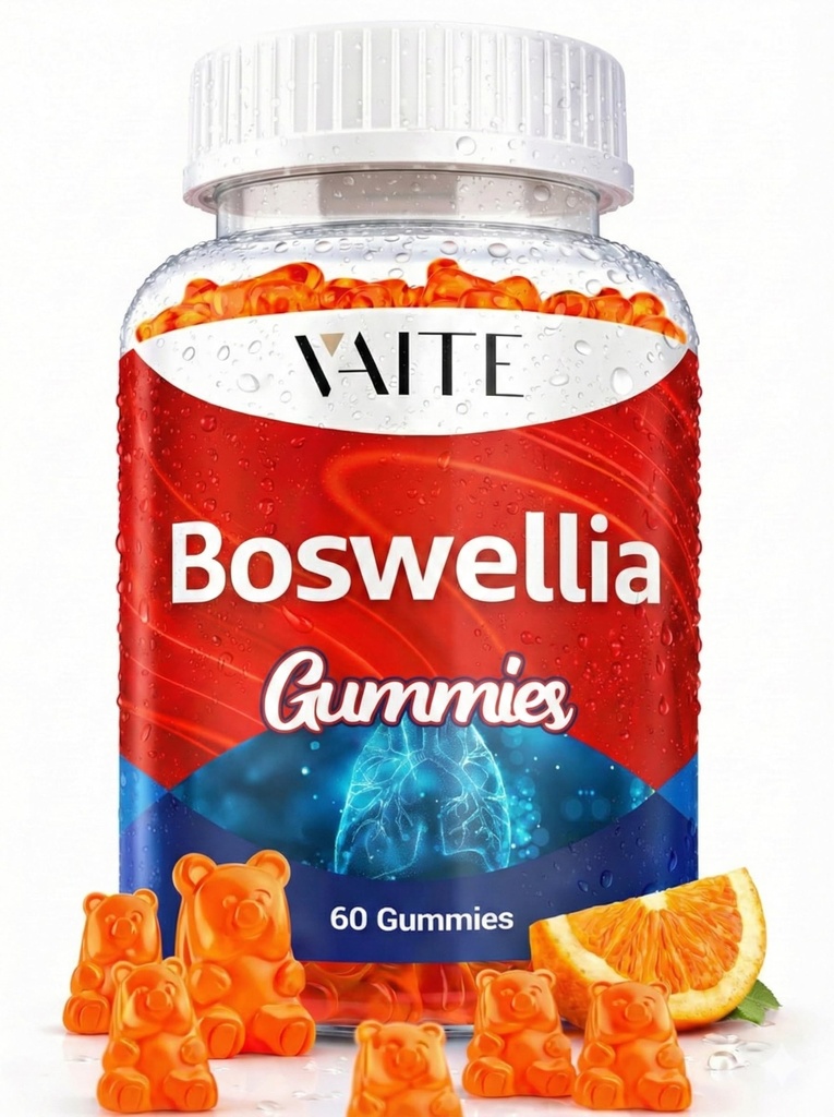 VAITE Boswellia Serrata Gummies 1200mg - Frankincenso indio Extracto con ácido boswellic, Suplemento de base vegetal, Fórmula de Salud de Apoyo Conjunto, Fórmula de Salud No GMO, Libre de Azúcar, 60 Chewables