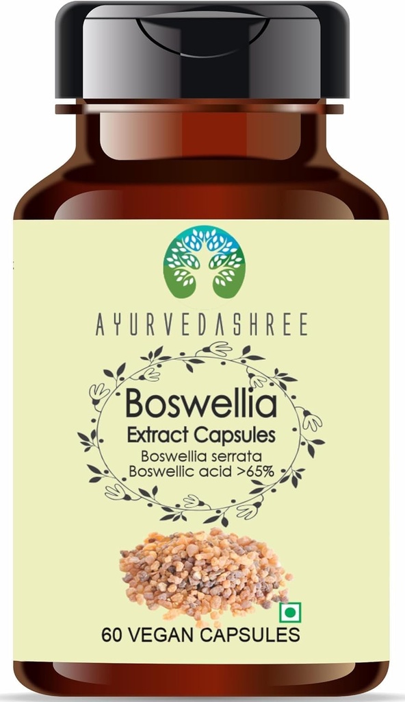 AYURVEDASHREE Boswellia Serrata Extract 500mg - 60 Vegetarian Capsules tortura indio Frankincense ← All Natural ← 100% Vegan ← Gluten-Free