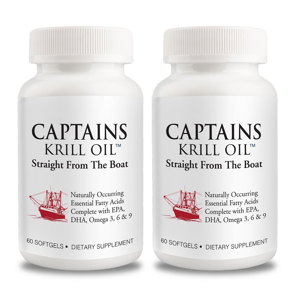 Capitáns Puro Aceite de Krill Antártico Softgels TENGA 3 EPA, DHA con Astaxanthin & Phospholipids sometida No Additives or Chemicals TEN 1000mg por Serving, 60 Capsules, 2-Pack