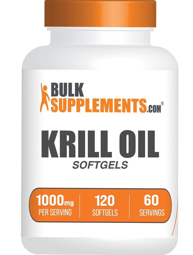 BulkSupplements.com Krill Oil 1000mg Softgels - Antártico Krill Oil Supplement - Omega 3 Supplement, DHA Supplement - Gluten Free, 2 Softgels per Serving, 120 Conde (Pack of 1)