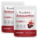 Suplementos de Astaxanthin 12mg - 120 Softgels Ø Premium Antioxidante natural de Microalgae ANTE Ojo, Esquía, Cerebro, Conjunto, Corazón &amp; Apoyo a la Salud Silencioso No GMO, Libre de gluten