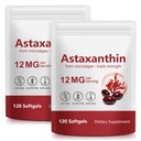 ITSDAWN Astaxanthin 12mg 2 Pack, suplemento antioxidante para el ojo, soporte de piel, fuente de microalgas naturales, 240 Softgels